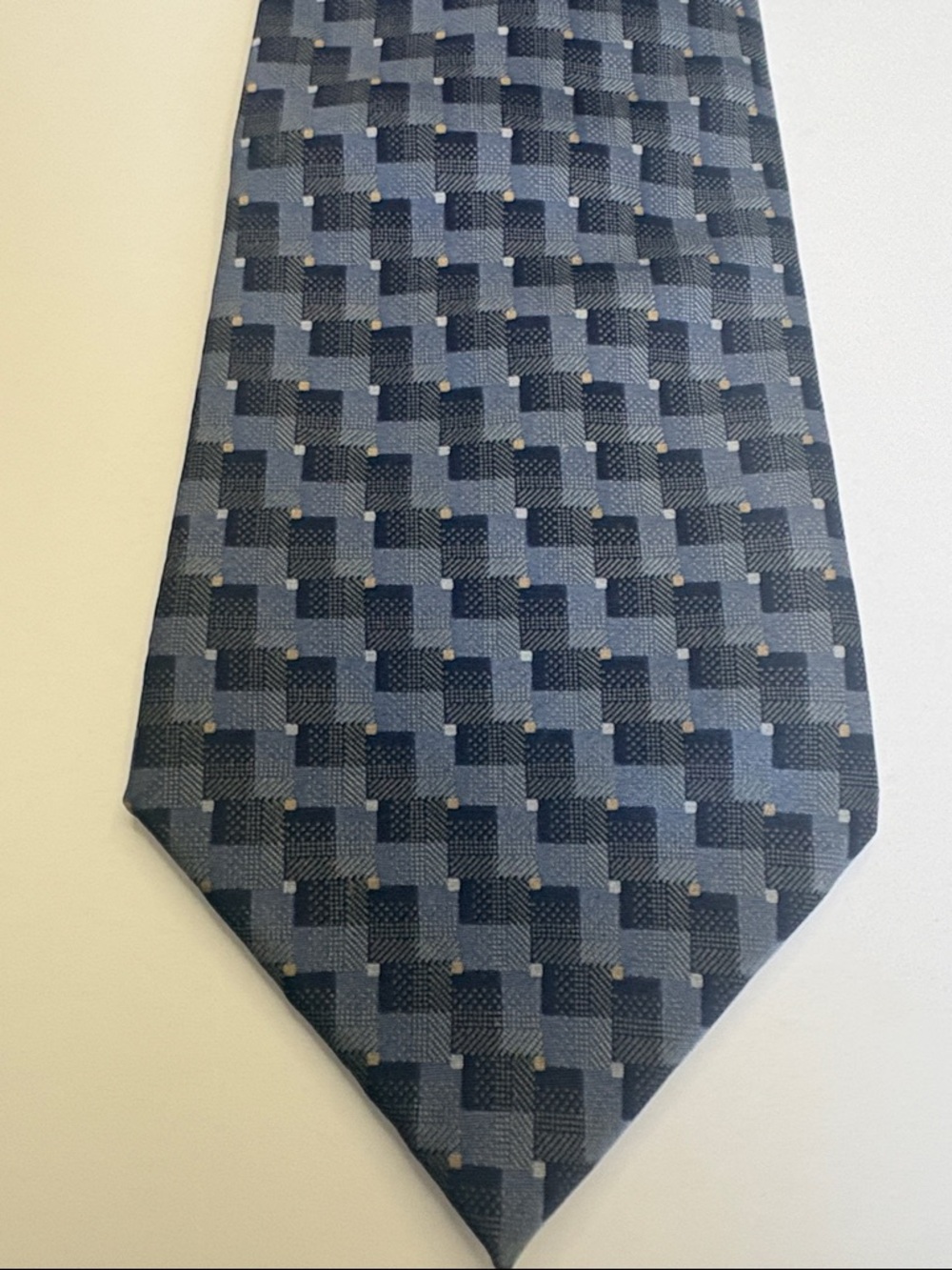 DKNY Blue Geometric Textured Silk Tie